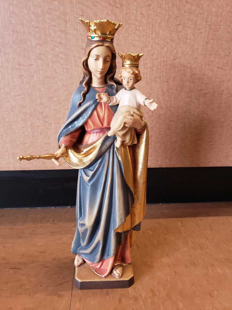 12" Woodcarved Mary, Queen Of Heaven Statue from Italy
