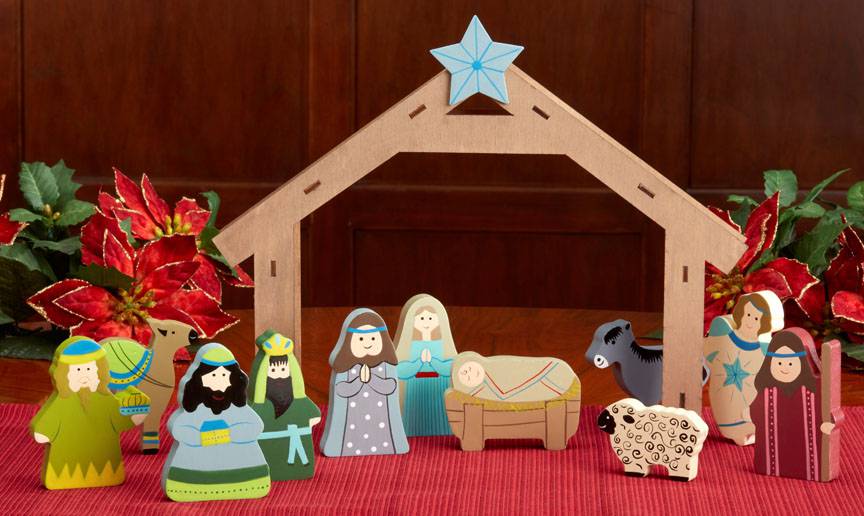 Children S 12pc Wooden Nativity Set   112017 