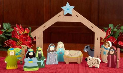 12pc Wooden Childrens Nativity Set