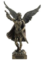 St. Michael without Devil statue in lightly hand-painted cold cast bronze, 13.5inches.