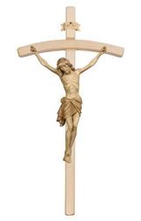 13" Stained Wood Crucifix with Bent Cross and 6" Corpus from Italy