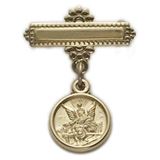 14kt Gold Filled Baby Guardian Angel Medal on Sterling Silver Bar Pin