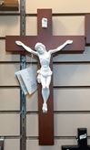 16" Alabaster and Wood Wall Crucifix from Italy