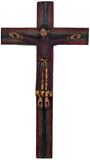 16" Christ The King "Batllo" On Cross. Antique Wood Carved Made In Italy