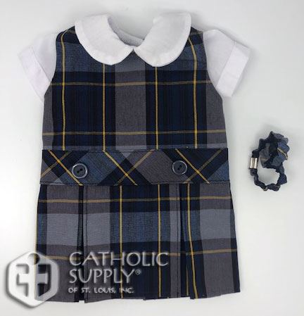 18" Doll School Uniform, Drop Waist Plaid #57