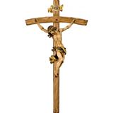 18" Baroque Bent Crucifix Antique Wood Carved Made In Italy