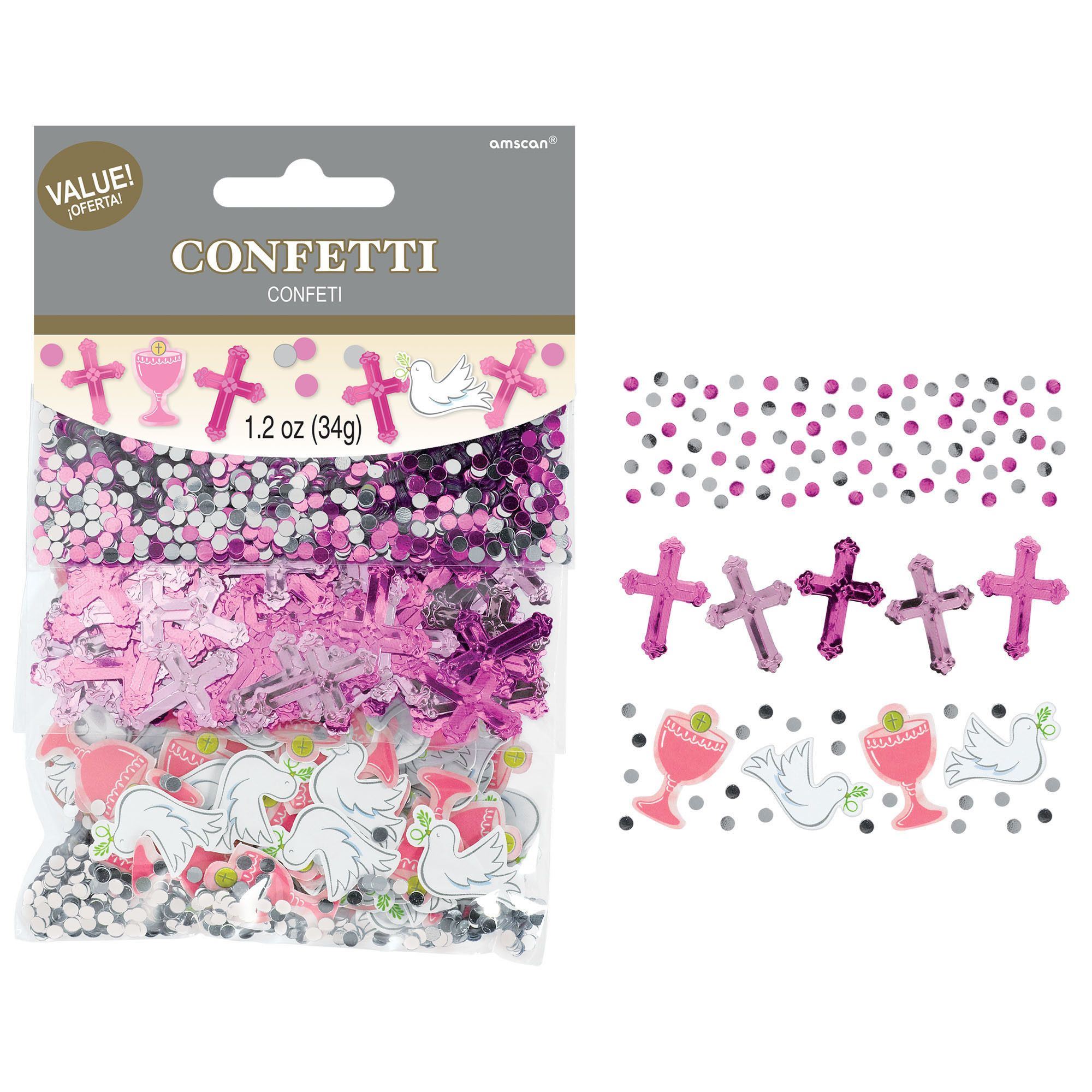 1st Communion Day Value Confetti Pack - Pink