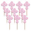 2.5" Pink Cross Cupcake Picks