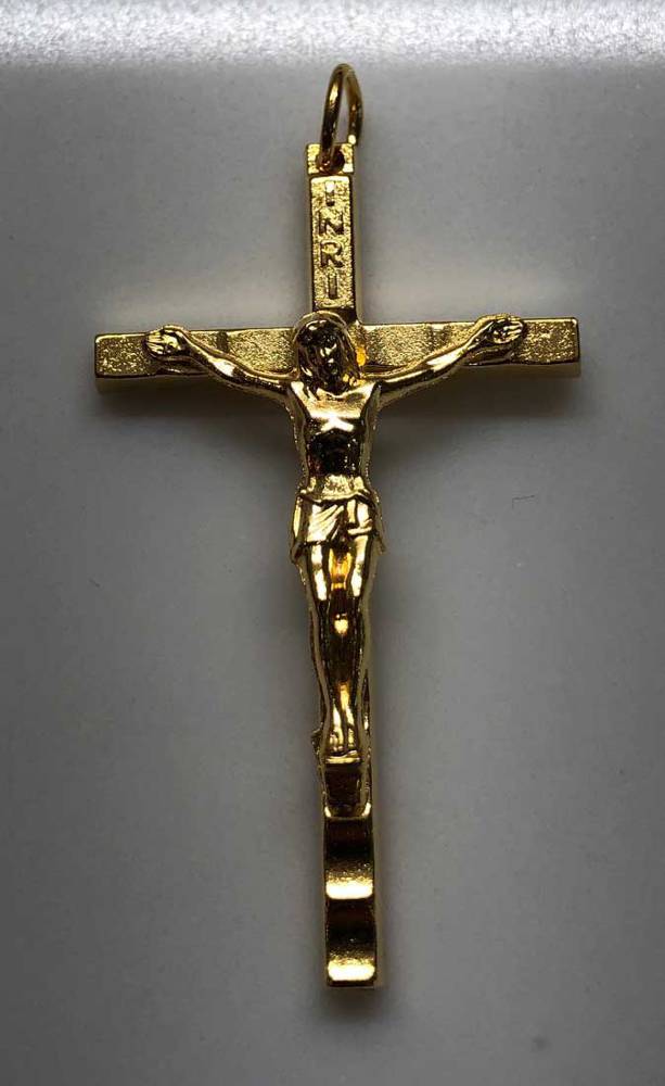 2" Gold Oxidized Rosary Crucifix