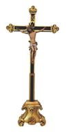 20" Pisa Crucifix On Pedestal Colored Wood Carved Made In Italy