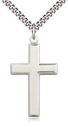 Sterling Silver Polished Cross Pendant on 24" Chain