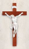 Simulated White Marble Corpus on 22" Wood Wall Crucifix