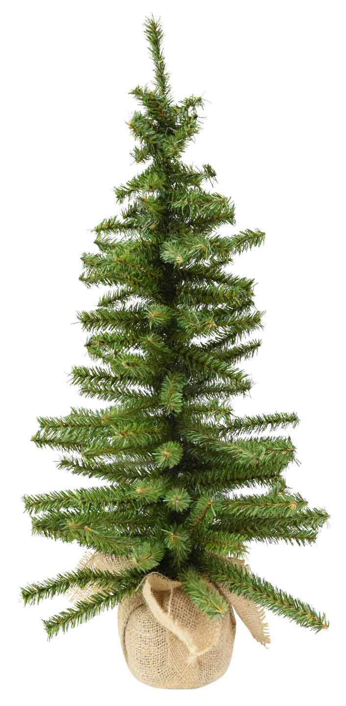 24 Inch Mini Canadian Christmas Tree with Burlap Base
