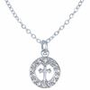 3/4 Inch Silver Plated Circle with Cubic Zirconia Stones and Cross Necklace