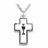 Silver Plated Enameled 3/4 Inch Cross and Centered Chalice Necklace