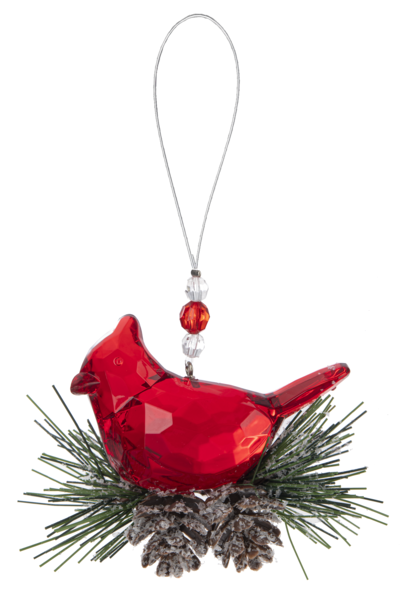 Winter Pine 3.5" Acrylic Cardinal Ornament