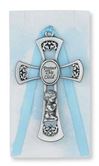 3.75" Pewter Boy Wall Cross, Blue "Protect this Child"