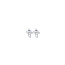 3/8 Inch Sterling Silver Cross Earrings with Crystal CZ Stones