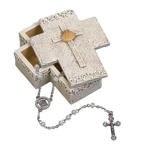 3" Baptism Cross Keepsake Box