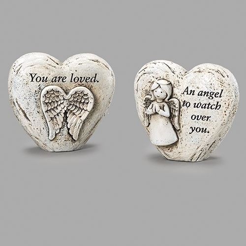  3"H Angel Heart Stone 2 Asst, Sold Each