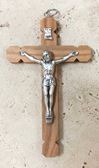 3" Olive Wood Crucifix Silver Corpus