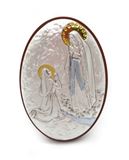 3" Silver Over Aluminum Our Lady of Lourdes with Blue Sash