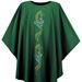 3275 Washable Dark Green Dupion Chasuble with Grapes Embroidery