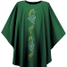 3275 Washable Dark Green Dupion Chasuble with Grapes Embroidery