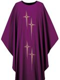 3278 Washable Purple Dupion Chasuble with Cross Embroidery