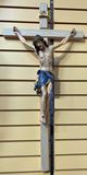 33" Wood Carved Wall Crucifix with 16" Corpus, Made In Italy