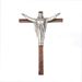 34" Solid Wood Walnut Cross with 18" Metal Risen Corpus in Antique Gold or Pewter Finish. 