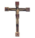 34" Wood Carved and Hand Painted Wall Crucifix Made in Italy