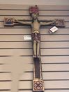 34" Wood Carved and Hand Painted Wall Crucifix Made in Italy