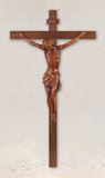 36" - 45" Wood Wall Crucifix with Simulated Hand Carved Wood Resin Corpus