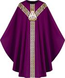 3642 Gothic Chasuble in Purple Brugia Fabric with Pelican Emblem