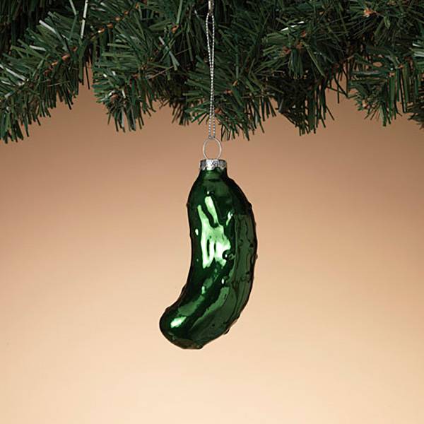 4.5"H Green Glass Pickle Ornament