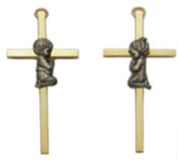 boys and girls 4" Brass/Silver Baby Wall Cross