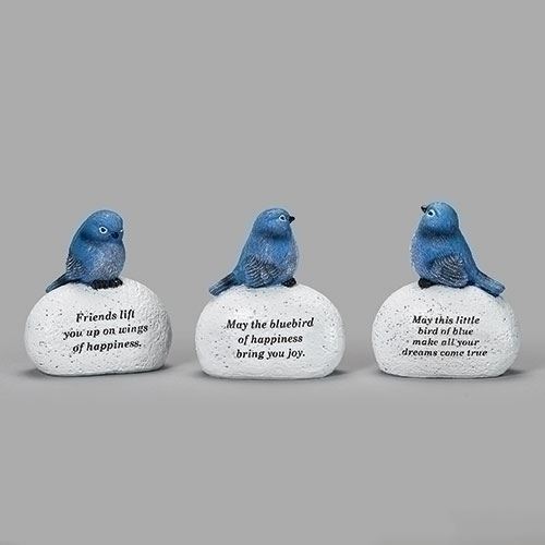 4"H Bluebird On Stone, 3 Asst, Sold Each