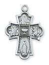 4 Way with Chalice Sterling Silver Cross on 18" Chain
