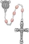 6mm Pink Oval Glass Rosary