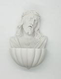 5.5" Sacred Heart of Jesus Alabaster Holy Water Font from Italy