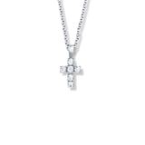 5/8 Inch Sterling Silver Cross Necklace with Crystal Cubic Zirconia Stones