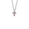 Crystal 5/8 Inch Sterling Silver and Glass February Birthstone Baguette Cross Necklace