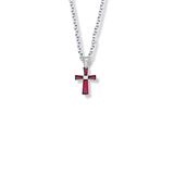 5/8 Inch Sterling Silver and Glass Crystal January Birthstone Baguette Cross Necklace