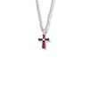 January 5/8 Inch Sterling Silver and Glass Crystal Birthstone Baguette Cross Necklace