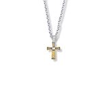 5/8 Inch Sterling Silver and Glass Crystal November Birthstone Baguette Cross Necklace on 16" Stainless Chain Gift Boxed / Sx9026Sh