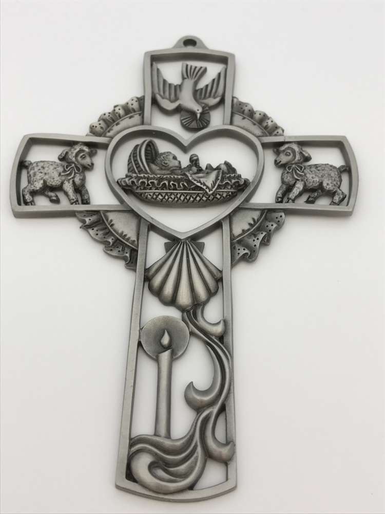 5" Antique Silver Baby Cross