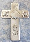 Baptismal 5" Wall Cross with Blue Crystals 