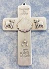 Baptismal 5" Wall Cross with Pink Crystals *WHILE SUPPLIES LAST*