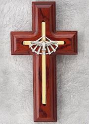 5" Rosewood Wall Cross with Holy Spirit